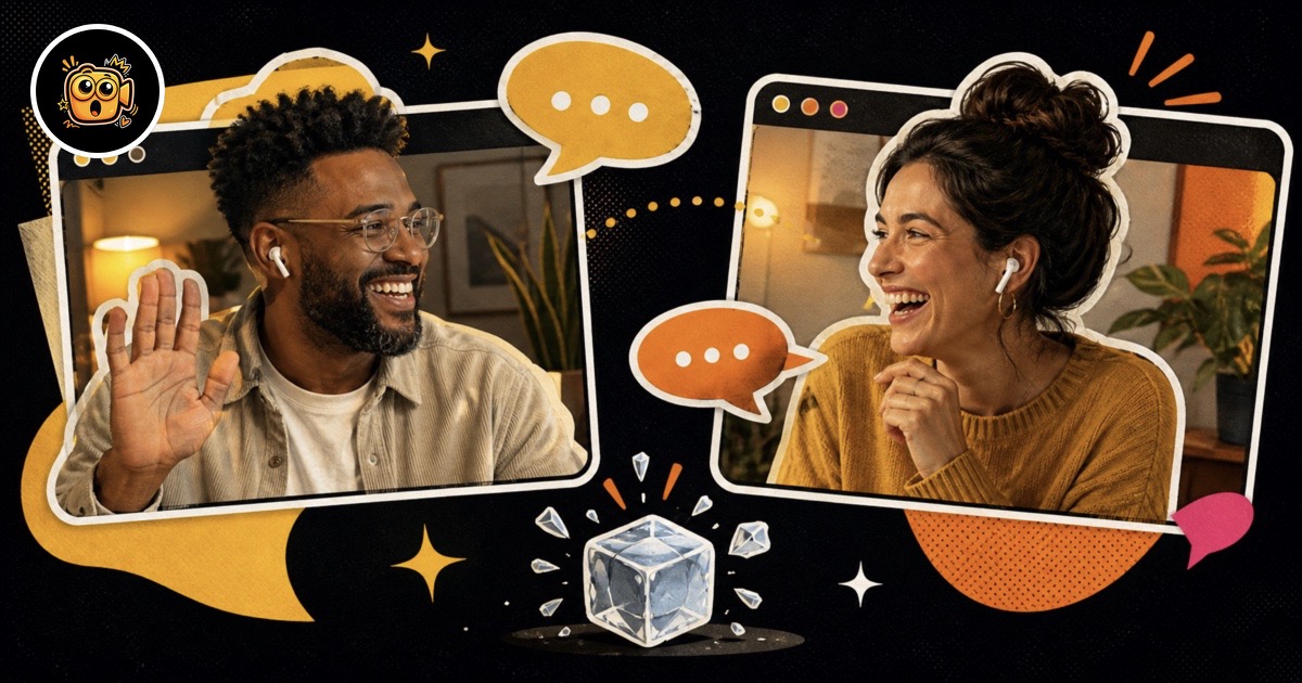 OohCam illustration of two adults breaking the ice in a friendly online conversation