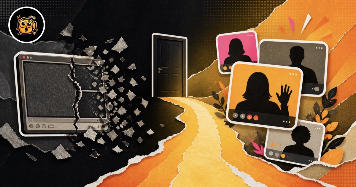 OohCam illustration of an old video chat window dissolving as a new path opens ahead